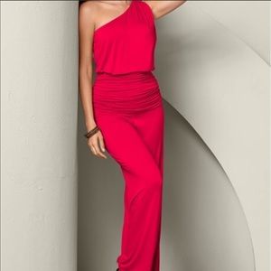 VENUS One-Shoulder Fuchsia Jumpsuit